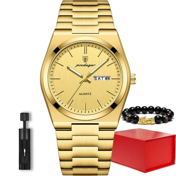 Poedagar Man Wrist Watch Sport Quartz Stainless Steel Waterproof Date Male Watches Bracelets