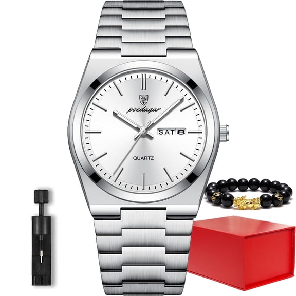Poedagar Man Wrist Watch Sport Quartz Stainless Steel Waterproof Date Male Watches Bracelets