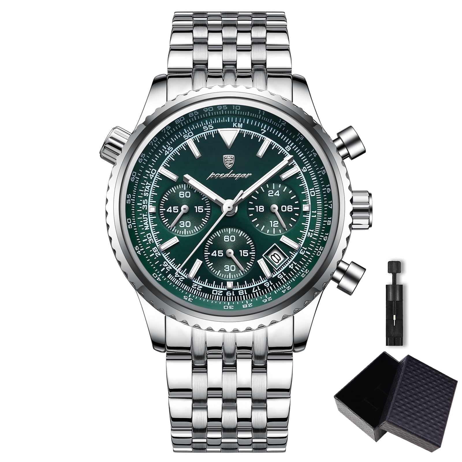 Poedagar Man Wristwatch Sport Quartz Stainless Steel Male Watches Waterproof Chronograph Watch
