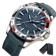 Poedagar Man Wristwatch Waterproof Luminous Date Week Watch For Men Quartz Sport Leather Mens Watch