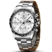 Poedagar Mens Chronograph Quartz Wristwatch, Stainless Steel Strap, Waterproof Luminous Function