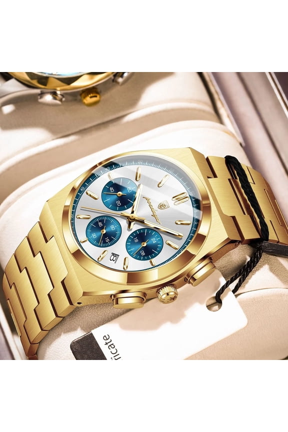 Men's Classic Simple Calendar Luminous Hands Waterproof Stainless Steel Quartz Watch