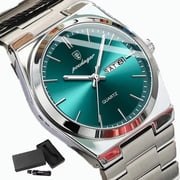 Poedagar Mens Personality Ultra-Thin Simple Casual Waterproof Luminous Calendar Quartz Watch