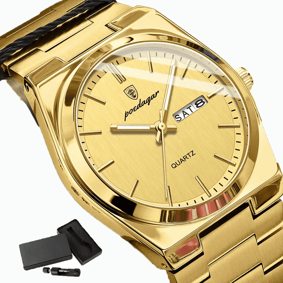 Poedagar Men's Personality Ultra-Thin Simple Casual Waterproof Luminous Calendar Quartz Watch