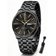 Poedagar Mens Watch Stainless Steel Dual Date Waterproof Quartz Wristwatch for Men