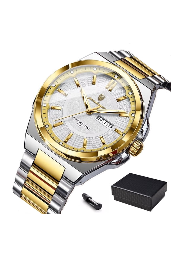 Men's Watches Stainless Steel Waterproof Luminous Man Watch Date Week Classic Trendy Quartz Men Wristwatch