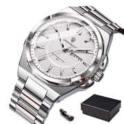 Poedagar Mens Watches Stainless Steel Waterproof Luminous Man Watch Date Week Classic Trendy Quartz Men Wristwatch