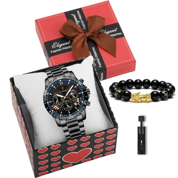 Poedagar Mens Watch Date Chronograph Stainless Steel Luminous Waterproof Quartz Male Watches Bracelets