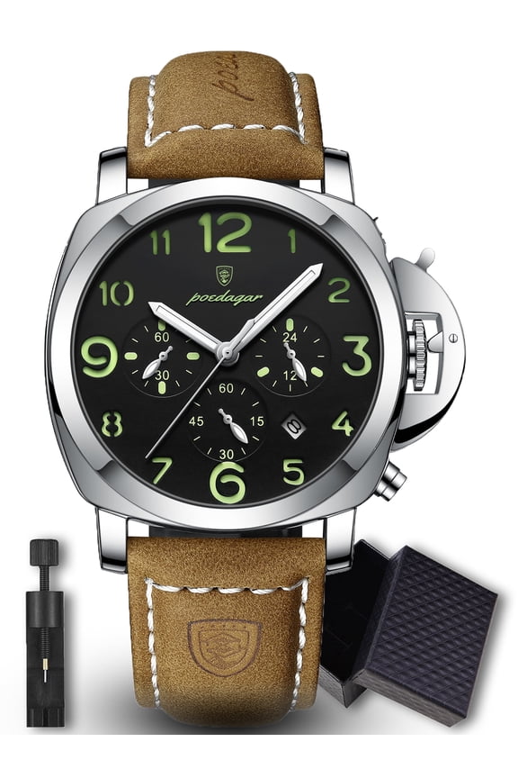 Simple Leather Strap Men's Business Waterproof Luminous Calendar Chronograph Quartz Watch