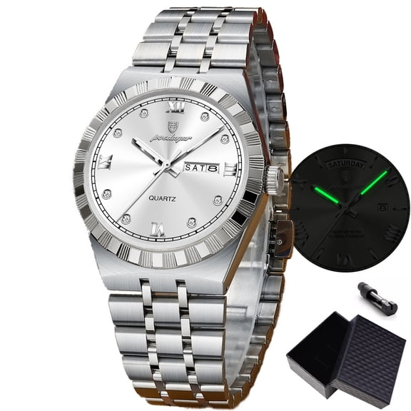 Poedagar Sport Wrist Watch For Man Waterproof Luminous Dual Calendar Date Men Watch Quartz Stainless Steel Male Watches
