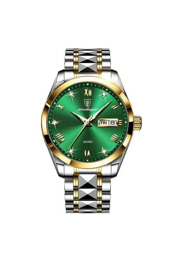 Top Brand Luxury Fashion Green Dial Watch Men Waterproof Luminous Week Date Clock Sport Watches Mens Quartz Wristwatch
