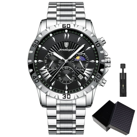 Poedagar Watch for Man Luxury Chronograph Men Watch Stainless Steel Quartz Male Watches