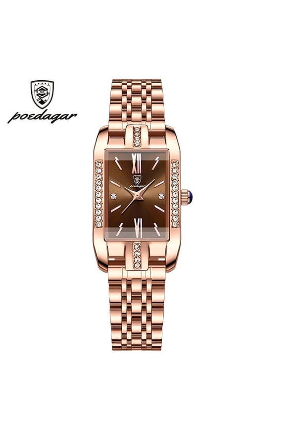 Women Watch Fashion Luxury Diamond Green Dial Square Quartz Watches Stainless Steel Waterproof Ladies Wristwatch - Quartz Wristwatches