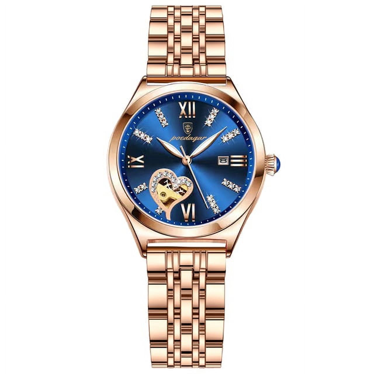Poedagar Women Watches Fashion Rose Gold Stainless Stain Steel Ladies Watch Waterproof Quarzt Wristwatch Romatic Girlfriend Gift - Quartz Wristwatches - image 1 of 7