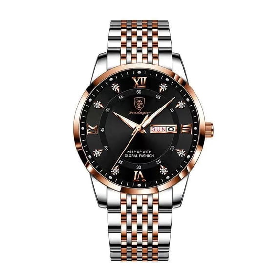 Poedagar fashion casual mens watches top brand luxury leather blue clock male sport wristwatch waterproof quartz watch