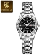 Poedagar luxury quartz watch for ladies waterproof luminous date week stainless steel Women watches elegant dress wristwatch