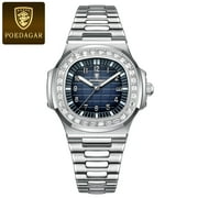 Poedagar luxury square man wristwatch luminous waterproof date men watch stainless steel mens quartz watches Casual Male clock
