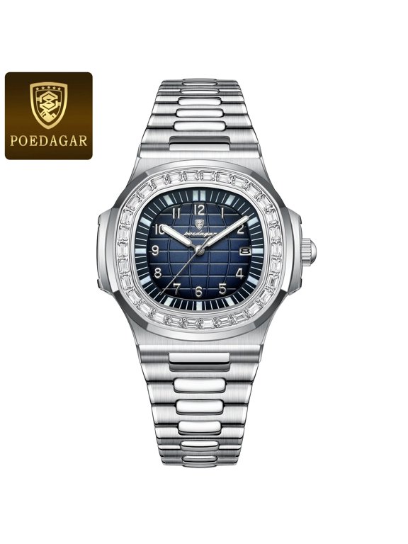luxury square man wristwatch luminous waterproof date men watch stainless steel men's quartz watches Casual Male clock