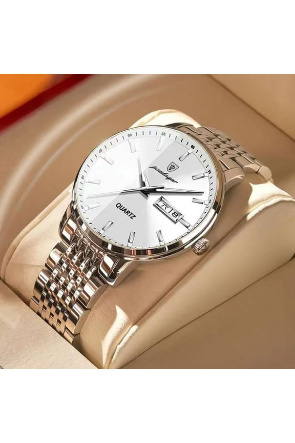 men watch stainless steel top quailty luxury push button hidden clasp waterproof luminous date week sport wrist watches