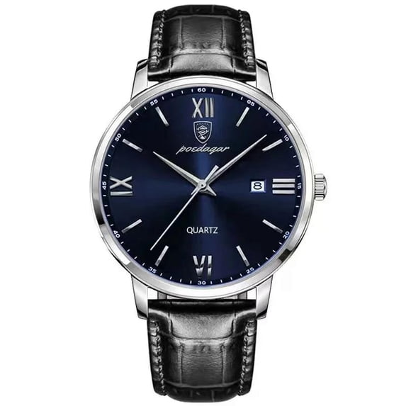 Poedagar mens fashion calendar watch top brand simple luminous waterproof business luxury leather men's wristwatch Reloj Hombre