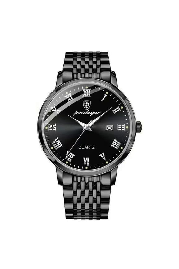 mens watches stainless steel business wristwatch push button hidden clasp with date waterproof luminous quartz clock