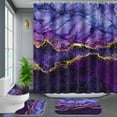 thumbnail image 1 of Poedist 4Pcs Shower Curtain Set, Bathroom Sets with Shower Curtain and Rugs, with Non-Slip Rugs,Toilet Lid Cover,Bath Mat and 12 Hooks,71 x 71 Inch,Gold Inlaid Marble, 1 of 5
