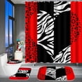 thumbnail image 1 of Poedist 4Pcs Shower Curtain Set, Bathroom Sets with Shower Curtain and Rugs, with Non-Slip Rugs,Toilet Lid Cover,Bath Mat and 12 Hooks,71 x 71 Inch,Red Heart Leopard Print, 1 of 1
