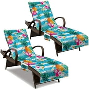 Poedist Beach Chair Cover with Side Pockets, Thick and Quick Dry Lounge Chair Towel Cover for Sun Lounger Pool Sunbathing Garden Beach Hotel, No Sliding,Sky Blue Stripe