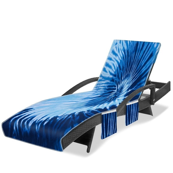 Poedist Beach Cover Outdoor Quick-Dry Beach Chair with Side Pockets Tie Dye Style,Tie Dye Blue Grey