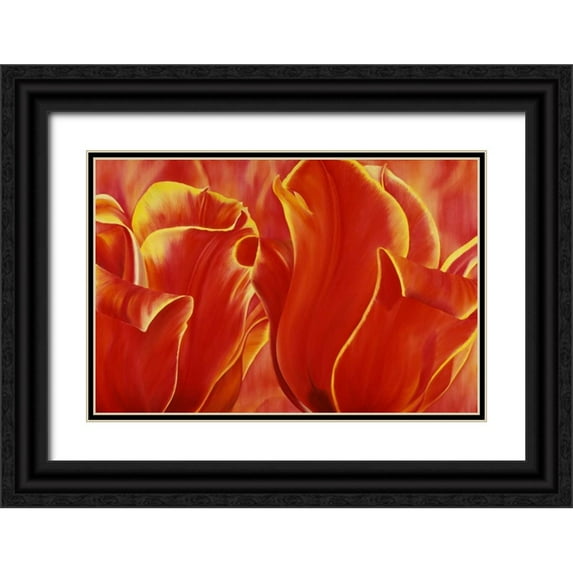 Poelstra-Holzhaus, Yvonne 24x17 Black Ornate Wood Framed with Double Matting Museum Art Print Titled - Party Tulip II
