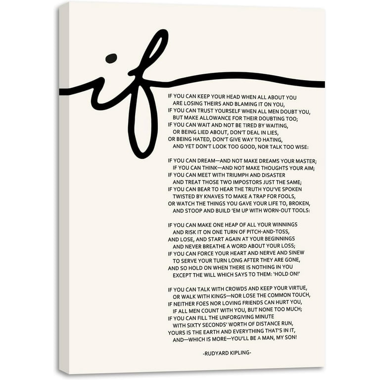 if-poem-inspirational-framed-canvas-print-wall-art-if-poem-by-rudyard-kipling-motivational-poetry-wall-decor-if-poster-font-quote-if-kipling-home-office-inspirational-literature-art-walmart-com