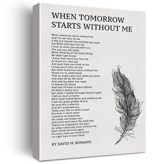 Poem Wall Art When Tomorrow Starts Without Me Canvas Print Bereavement Painting for Home Wall