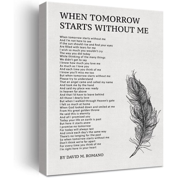 Poem Wall Art When Tomorrow Starts Without Me Canvas Print Framed Bereavement Painting for Home Wall & Tabletop Décor