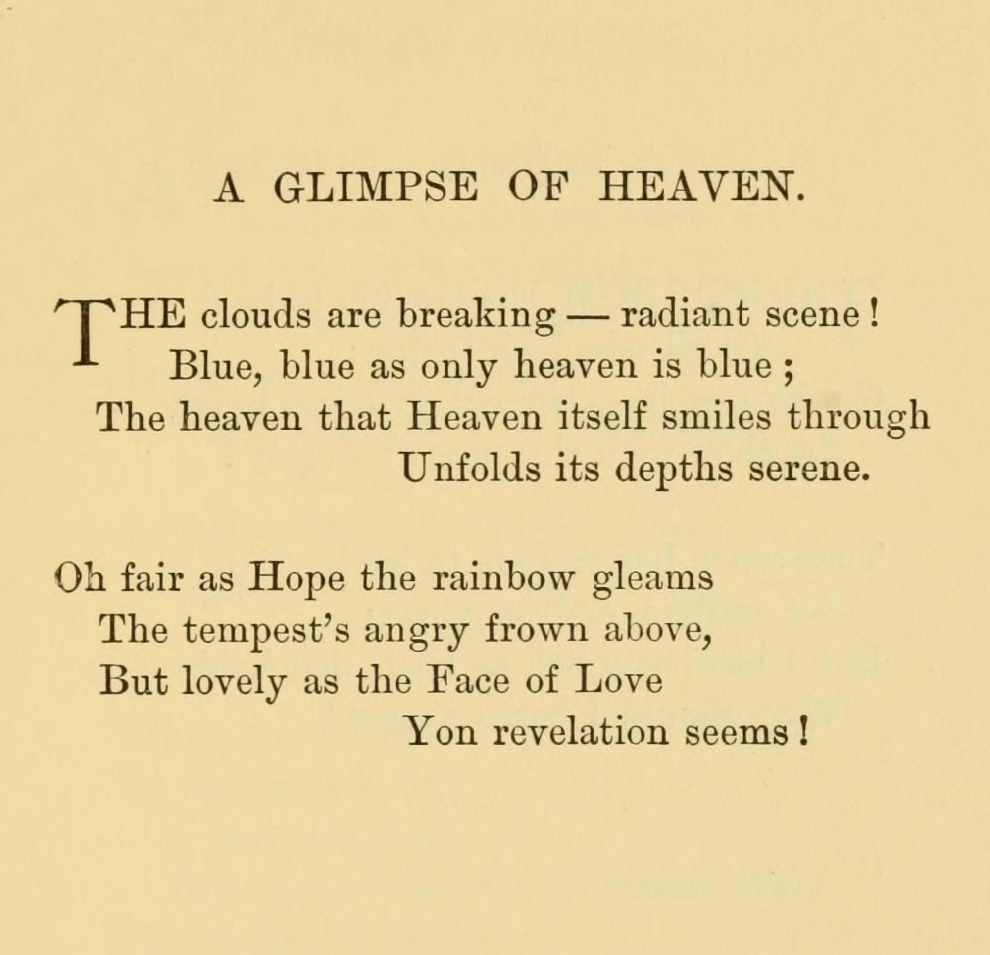 Poems 1889 A glimpse of Heaven Canvas Art - Harriet-1917) McEwen Kimball (24 x 36)