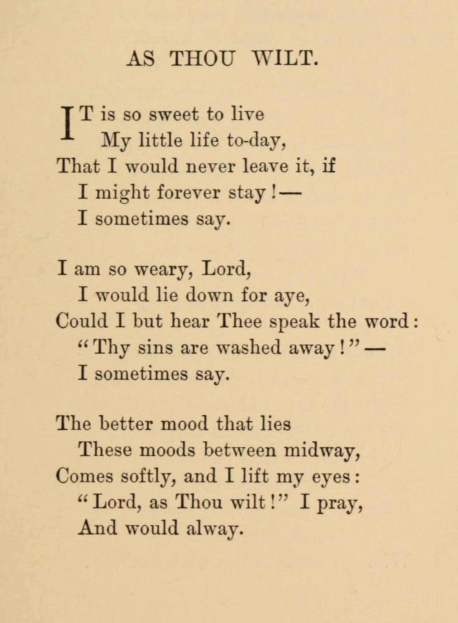 Poems 1889 As Thou Wilt Canvas Art - Harriet-1917) McEwen Kimball (24 x 36)