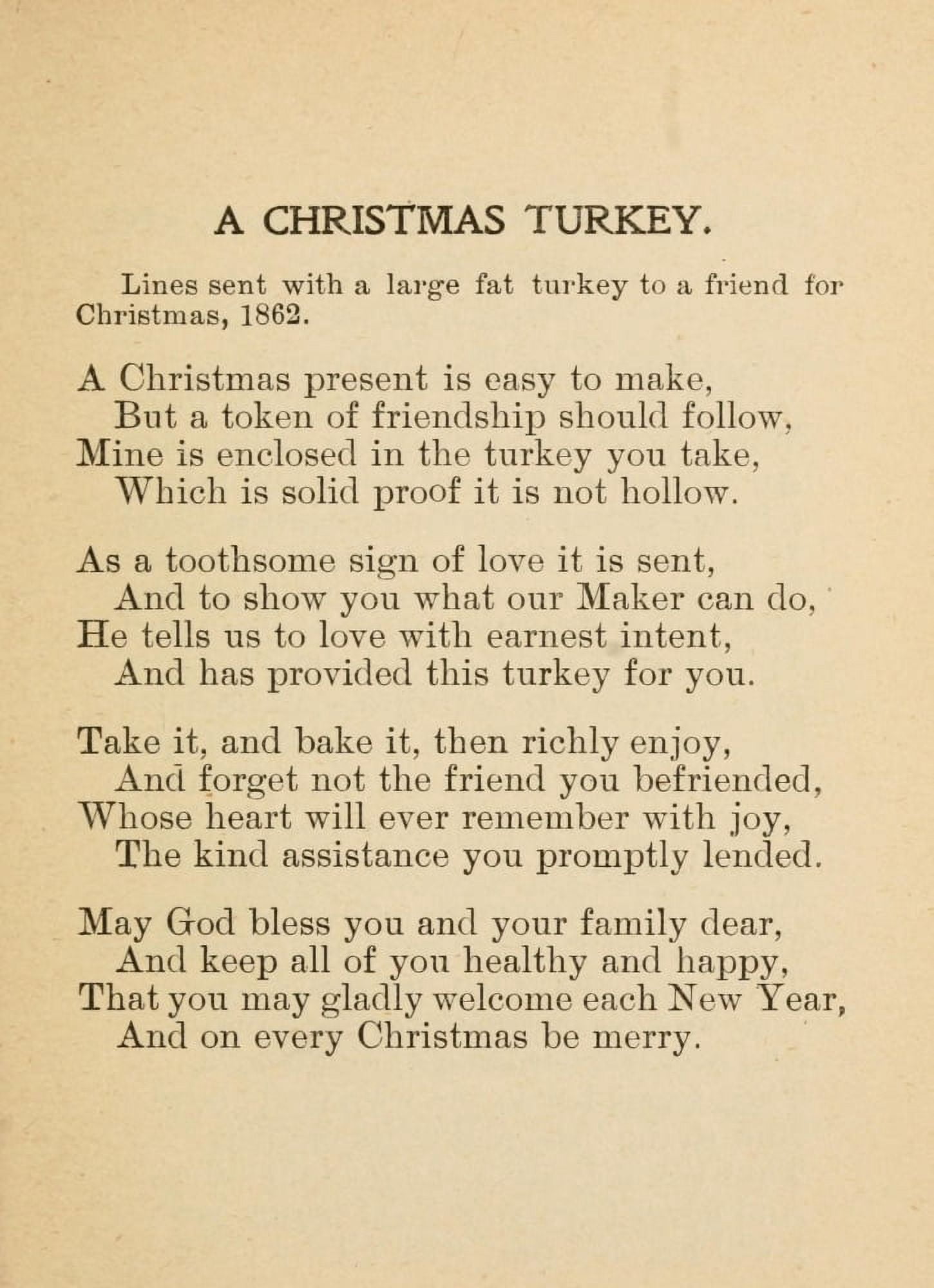 Poems 1900 A Christmas Turkey Canvas Art - Crocket McElroy (18 x 24)