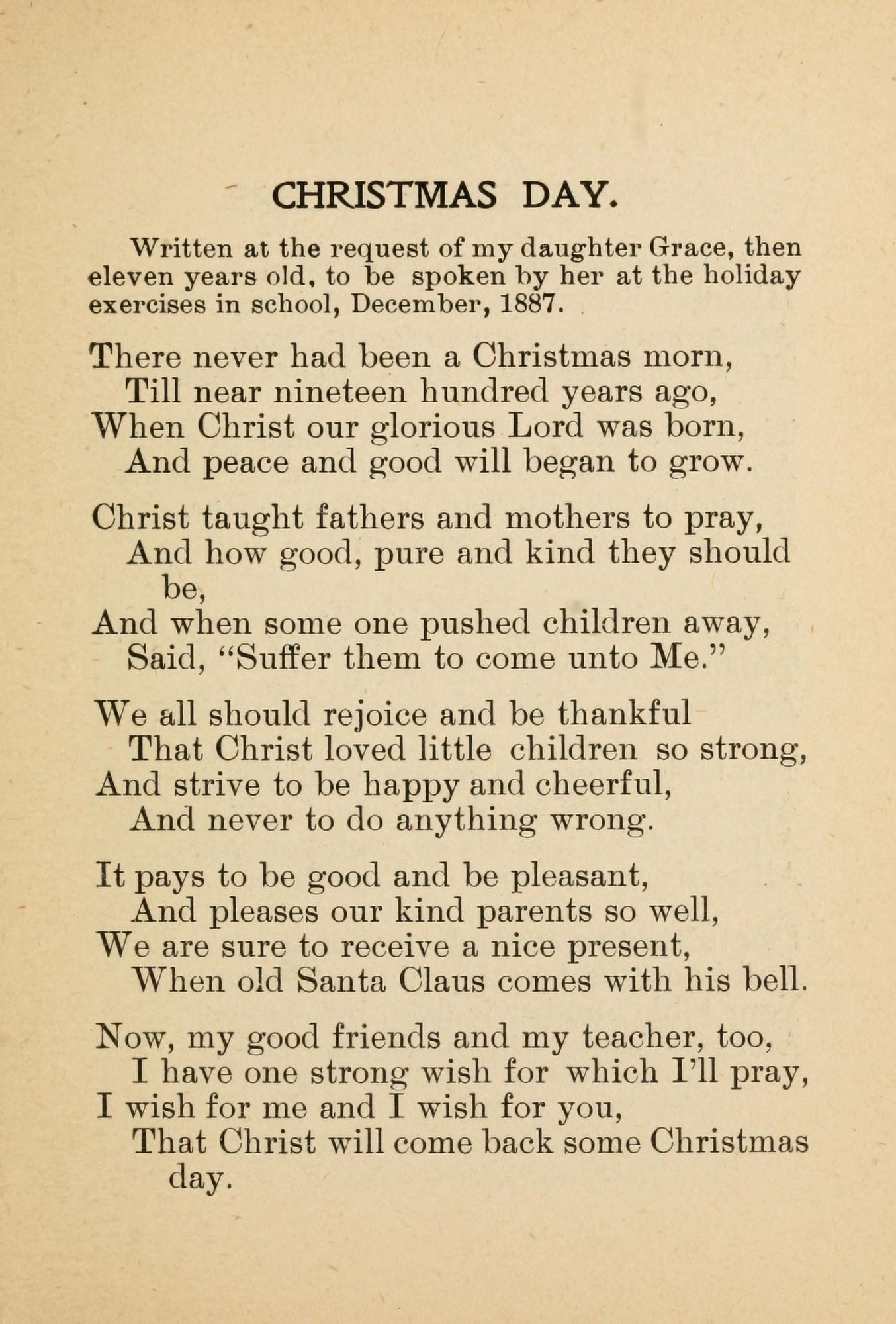 Poems 1900 Christmas Day Canvas Art - Crocket McElroy (18 x 24)