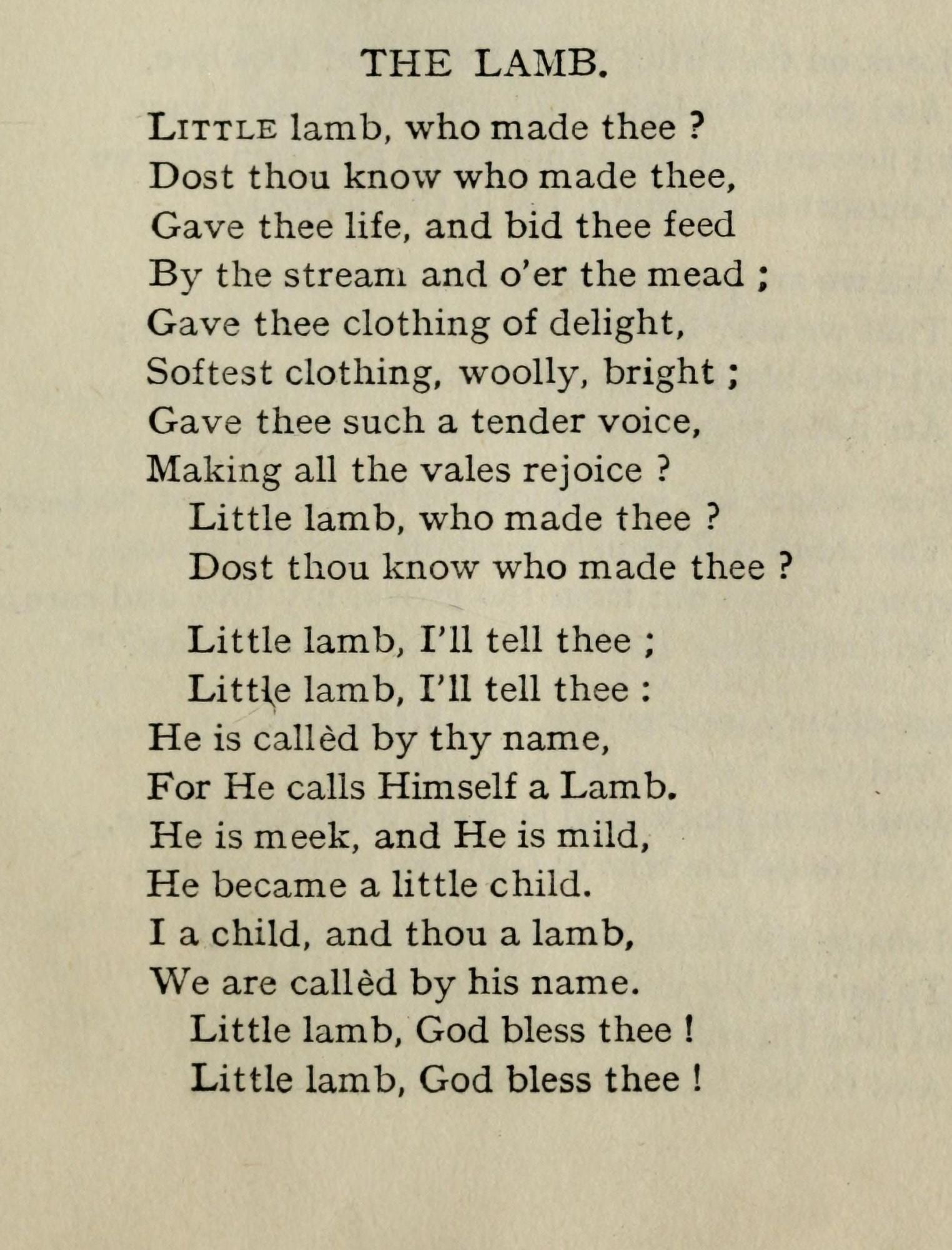 Poems 1905 The Lamb Canvas Art - William Blake (18 x 24)