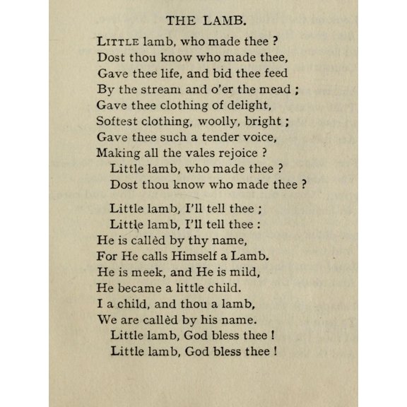 Poems 1905 The Lamb Canvas Art - William Blake (18 x 24)