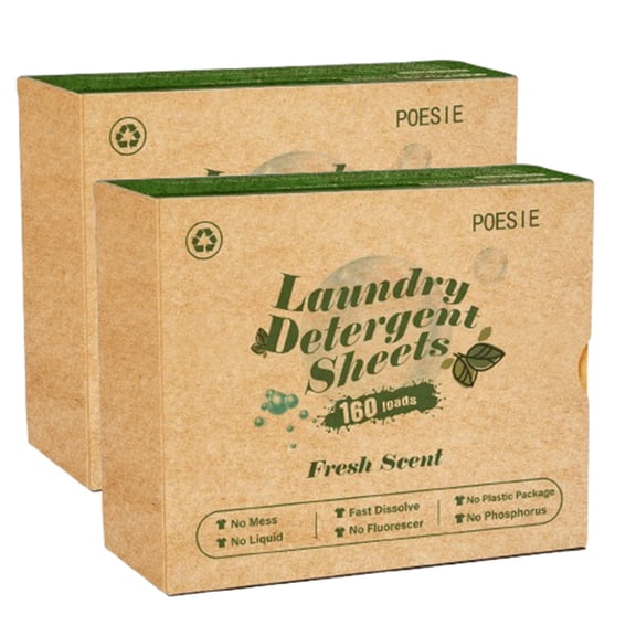 Poesie Laundry Detergent Sheets, Fresh Scent, Liquidless, 320 Count, 160 Loads, 2 Pack