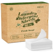 Poesie Laundry Detergent Sheets, Fresh Scent, No Waste, 160 Count, 1 Pack