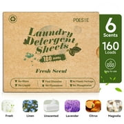 Poesie Laundry Detergent Sheets, Fresh Scent, No Waste, 160 Count, 1 Pack