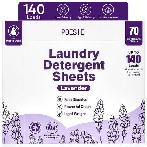 Poesie Laundry Detergent Sheets, Lavender, 140 Loads, 1 Pack of 70