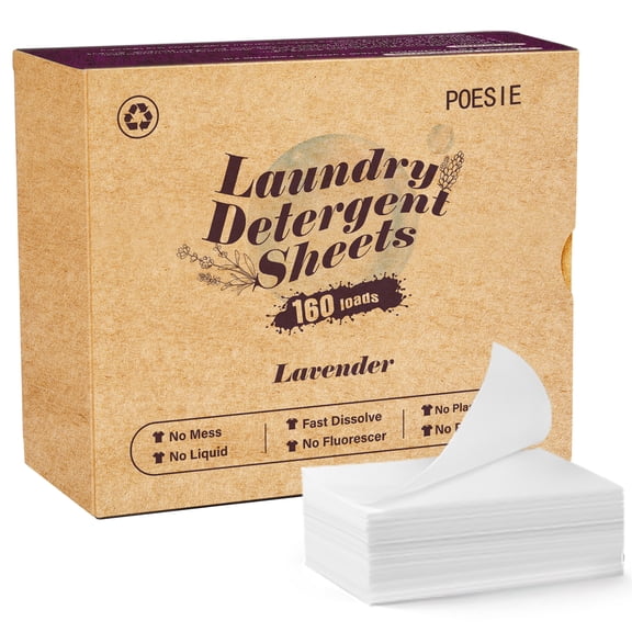 Poesie Laundry Detergent Sheets, Lavender Scent, High Efficiency, 160 Count, 1 Pack