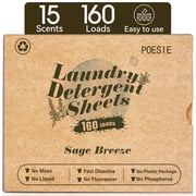 Poesie Laundry Detergent Sheets, Sage Breeze Scent, No Plastic, 160 Count, 1 Pack