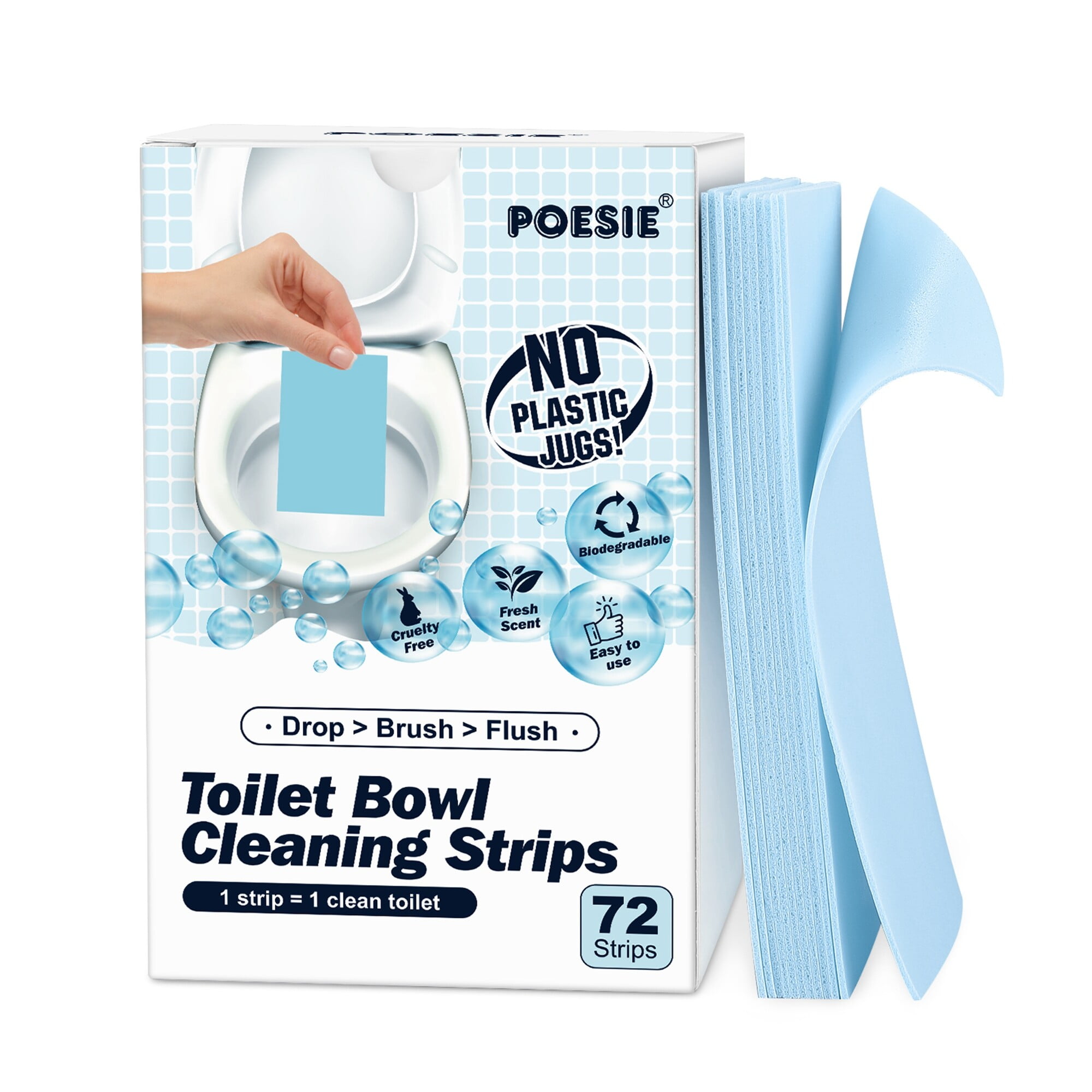Poesie Toilet Bowl Cleaner Strips Fresh Scent Liquid Free Toilet Clean