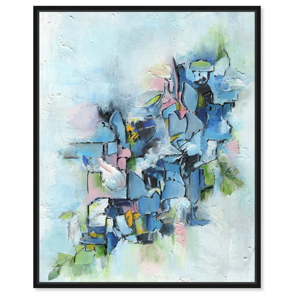 Poesy Canvas Modern Blue Abstract Wall Art by Art Remedy, Black Frame, 16" x 20"