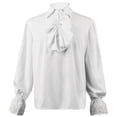thumbnail image 1 of Poet Blouse Long, Sleeve Historical Top, Renaissance Shirt, Gothic Victorian Ruffle, Gothic Victorian Ruffle Shirt Medieval Pirate Poet Blouse Long Sleeve Historical Top for Costume Party, White M, 1 of 6