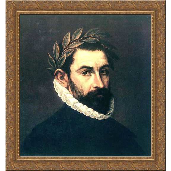 Poet Ercilla y Zuniga by El Greco 24x20 Gold Ornate Wood Framed Canvas Art by El Greco