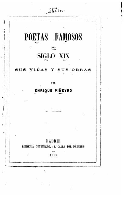Poetas Famosos del Siglo XIX, Sus Vidas y Sus Obras, (Paperback)